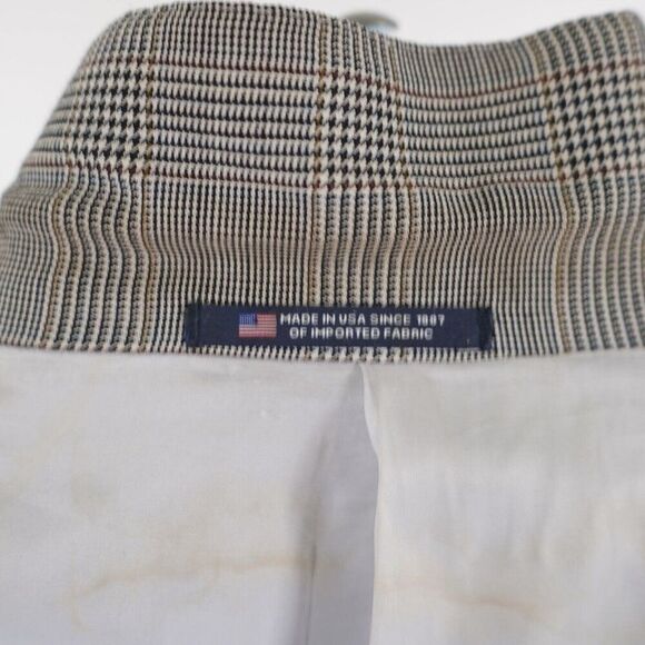 Hart Schaffner Marx Wool Black Tan Glen Plaid Blazer 38R 2 Button W/ Orange Brow - Picture 13 of 14
